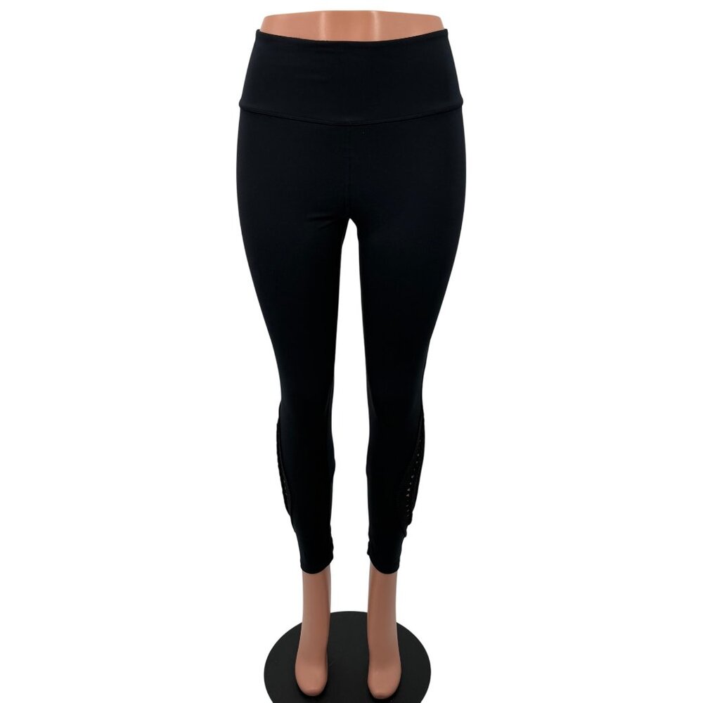 NWOT Free People Black Slit Weave High Waist Athletic Leggings | Athleisure M - Picture 13 of 16